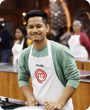 Nayanjyoti Saikia at the cooking station